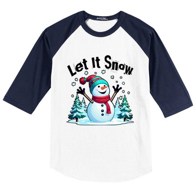 Let It Snow Snowman Baseball Sleeve Shirt