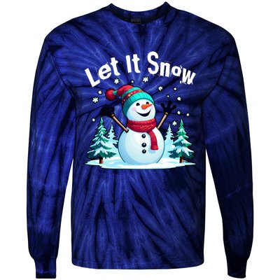 Let It Snow Snowman Tie-Dye Long Sleeve Shirt