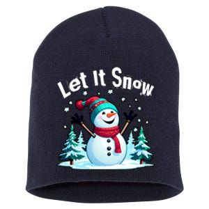 Let It Snow Snowman Short Acrylic Beanie