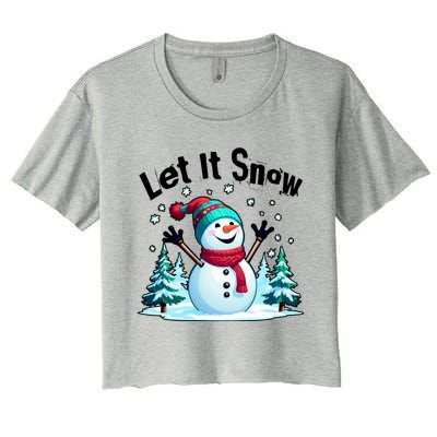 Let It Snow Snowman Women's Crop Top Tee