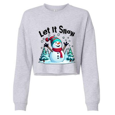 Let It Snow Snowman Cropped Pullover Crew