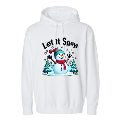 Let It Snow Snowman Garment-Dyed Fleece Hoodie