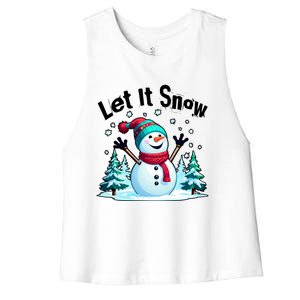 Let It Snow Snowman Women's Racerback Cropped Tank