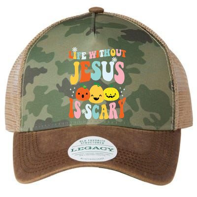 Life Is Scary Without Jesus Christian Faith Halloween Legacy Tie Dye Trucker Hat
