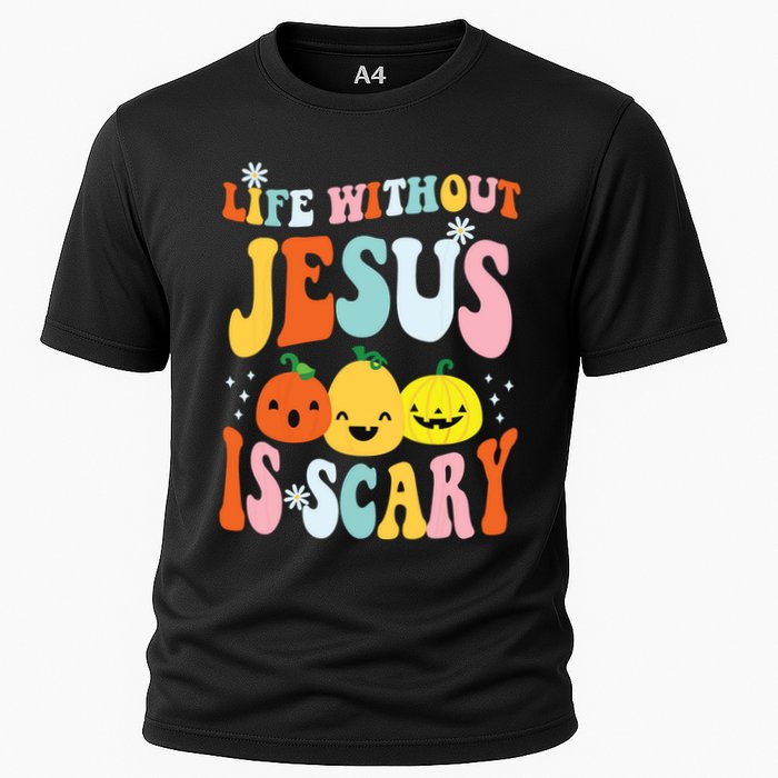 Life Is Scary Without Jesus Christian Faith Halloween Cooling Performance Crew T-Shirt