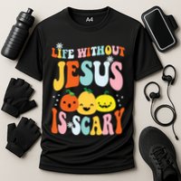 Life Is Scary Without Jesus Christian Faith Halloween Cooling Performance Crew T-Shirt