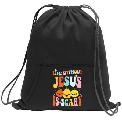 Life Is Scary Without Jesus Christian Faith Halloween Sweatshirt Cinch Pack Bag