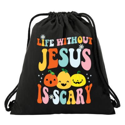 Life Is Scary Without Jesus Christian Faith Halloween Drawstring Bag