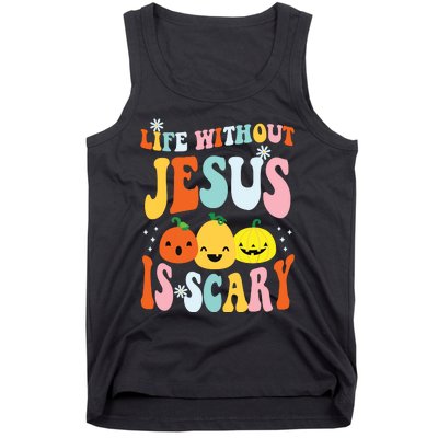 Life Is Scary Without Jesus Christian Faith Halloween Tank Top