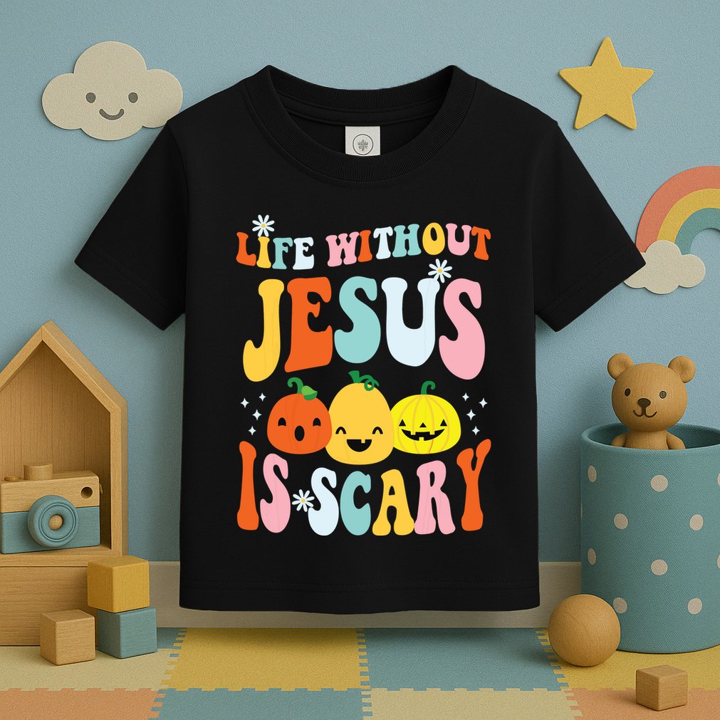 Life Is Scary Without Jesus Christian Faith Halloween Toddler T-Shirt