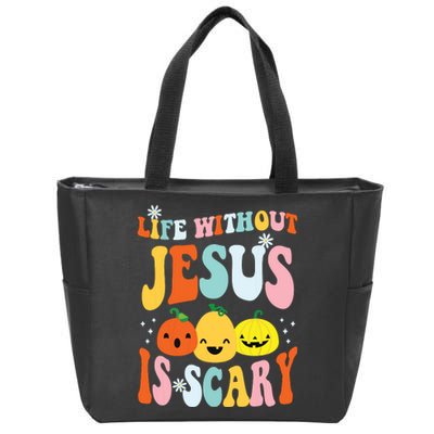 Life Is Scary Without Jesus Christian Faith Halloween Zip Tote Bag