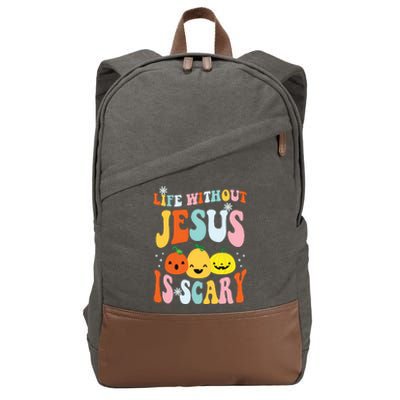 Life Is Scary Without Jesus Christian Faith Halloween Cotton Canvas Backpack