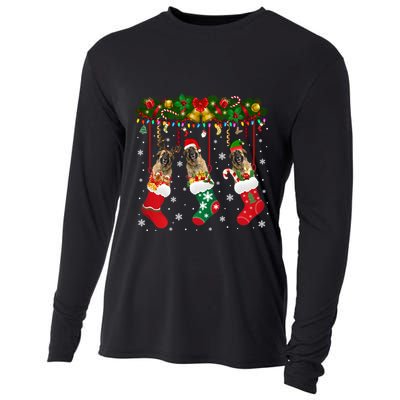 Leonberger In Sock Xmas Reindeer Santa Elf Dog Cool Gift Cooling Performance Long Sleeve Crew