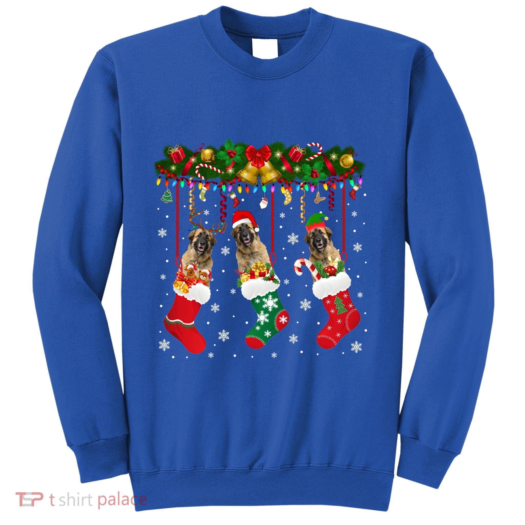 Leonberger In Sock Xmas Reindeer Santa Elf Dog Cool Gift Sweatshirt