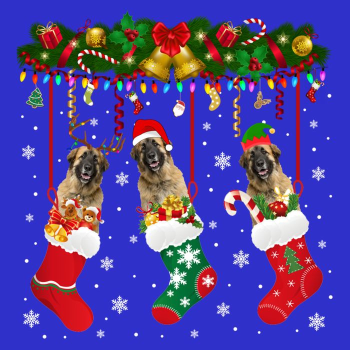 Leonberger In Sock Xmas Reindeer Santa Elf Dog Cool Gift 16 in Basic Backpack