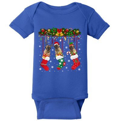 Leonberger In Sock Xmas Reindeer Santa Elf Dog Cool Gift Baby Bodysuit