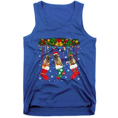 Leonberger In Sock Xmas Reindeer Santa Elf Dog Cool Gift Tank Top