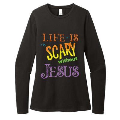 Life Is Scary Without Jesus Christian Halloween Costume Womens CVC Long Sleeve Shirt