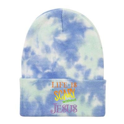 Life Is Scary Without Jesus Christian Halloween Costume Tie Dye 12in Knit Beanie