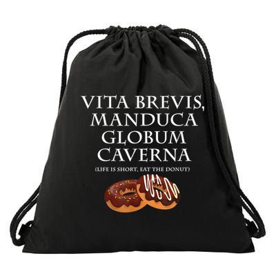 Life Is Short, Eat The Donut Latin Language Drawstring Bag