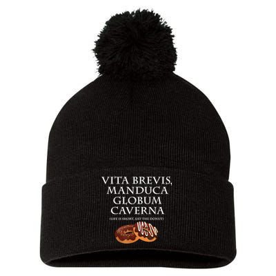 Life Is Short, Eat The Donut Latin Language Pom Pom 12in Knit Beanie
