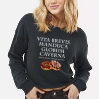 Life Is Short, Eat The Donut Latin Language Cropped Pullover Crew