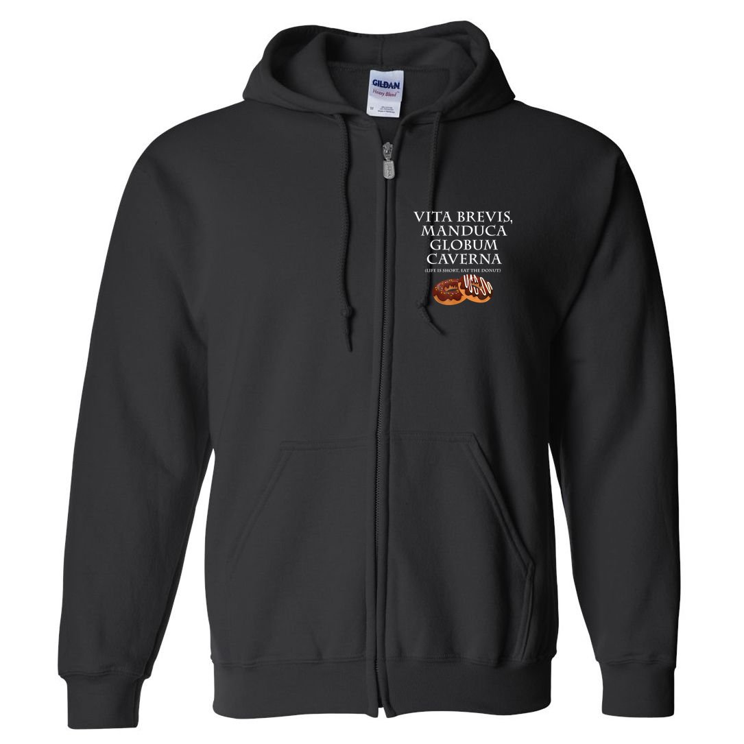 Life Is Short, Eat The Donut Latin Language Full Zip Hoodie