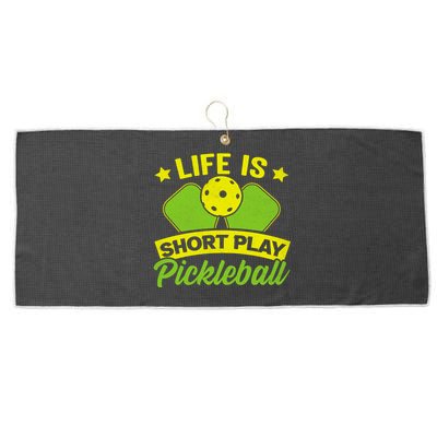 Liife Is Short Play Pickleball Funny Pickleball Large Microfiber Waffle Golf Towel