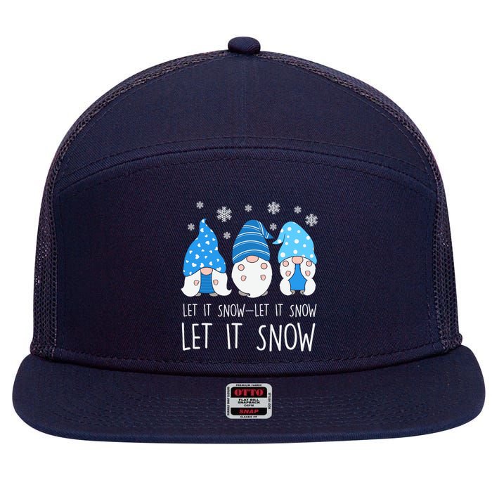 Let It Snow Gnomes Winter Holiday Cute 7 Panel Mesh Trucker Snapback Hat