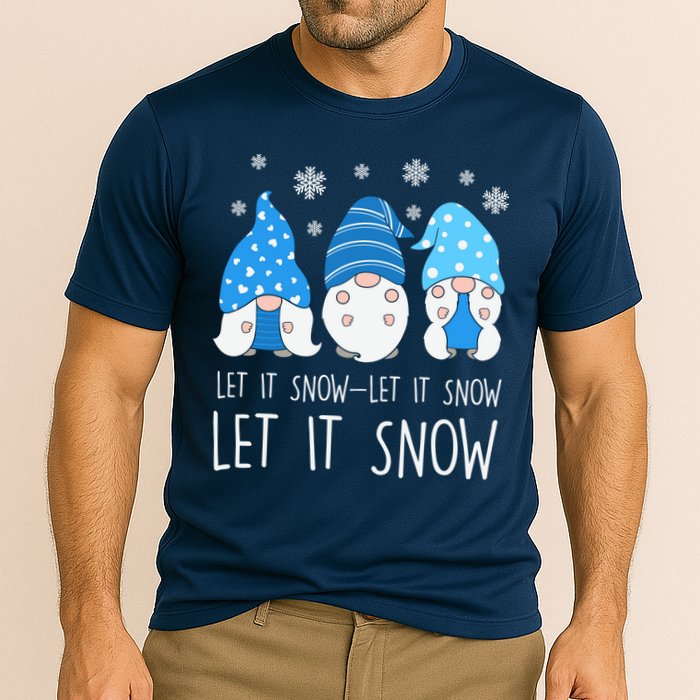 Let It Snow Gnomes Winter Holiday Cute Cooling Performance Crew T-Shirt