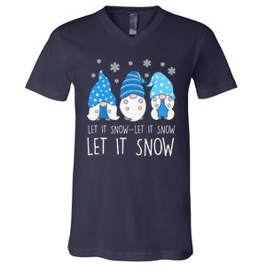 Let It Snow Gnomes Winter Holiday Cute V-Neck T-Shirt