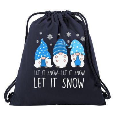 Let It Snow Gnomes Winter Holiday Cute Drawstring Bag