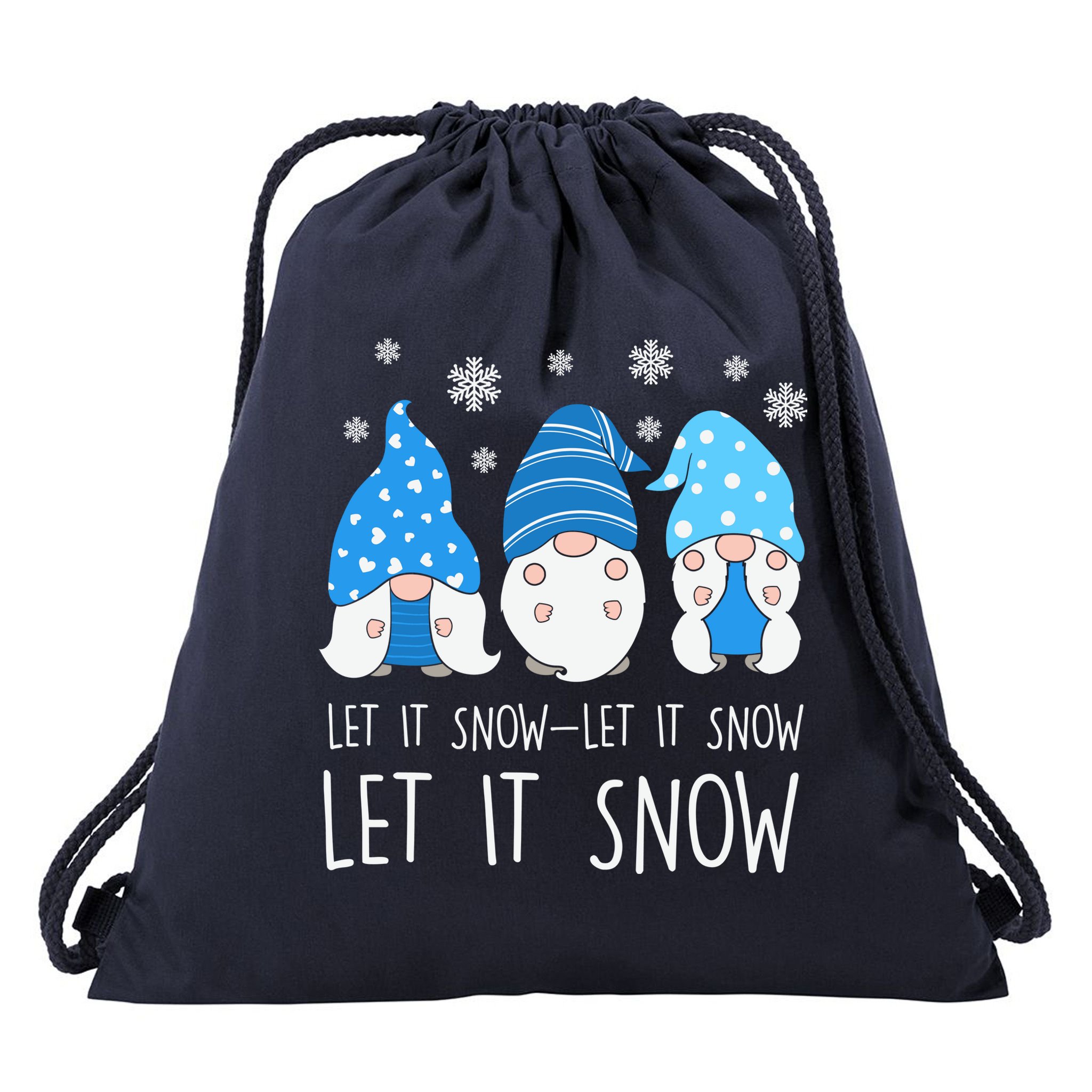 Let It Snow Gnomes Winter Holiday Cute Drawstring Bag