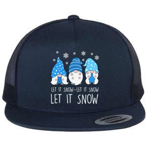 Let It Snow Gnomes Winter Holiday Cute Flat Bill Trucker Hat