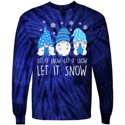 Let It Snow Gnomes Winter Holiday Cute Tie-Dye Long Sleeve Shirt