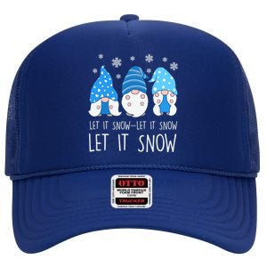 Let It Snow Gnomes Winter Holiday Cute High Crown Mesh Back Trucker Hat