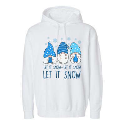 Let It Snow Gnomes Winter Holiday Cute Garment-Dyed Fleece Hoodie