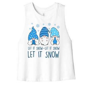 Let It Snow Gnomes Winter Holiday Cute Women's Racerback Cropped Tank