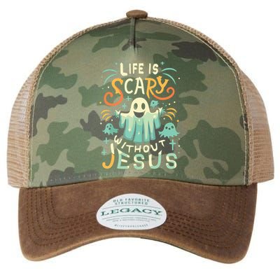 Life Is Scary Without Jesus Christian Halloween Funny Legacy Tie Dye Trucker Hat