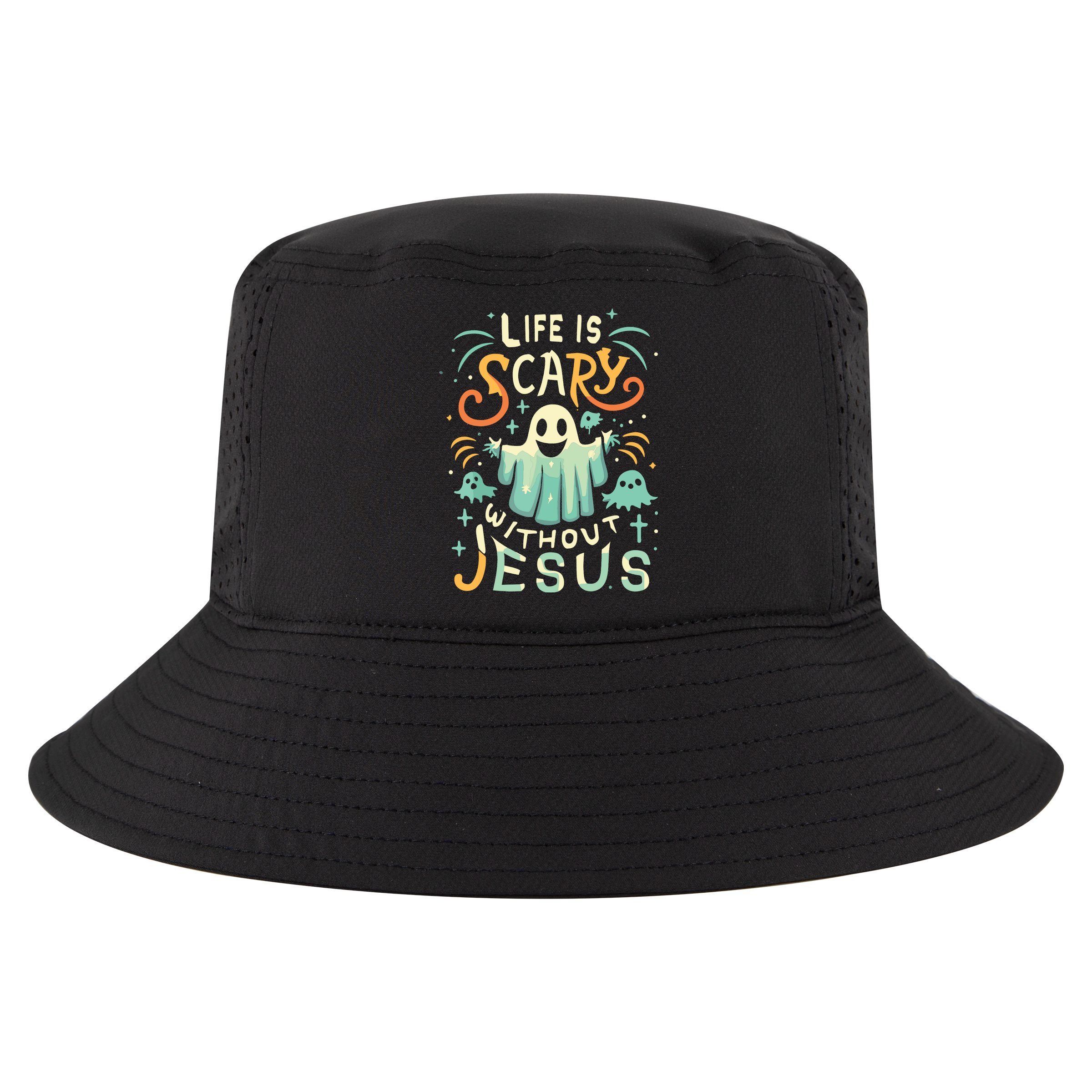 Life Is Scary Without Jesus Christian Halloween Funny Cool Comfort Performance Bucket Hat