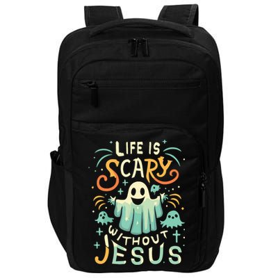 Life Is Scary Without Jesus Christian Halloween Funny Impact Tech Backpack