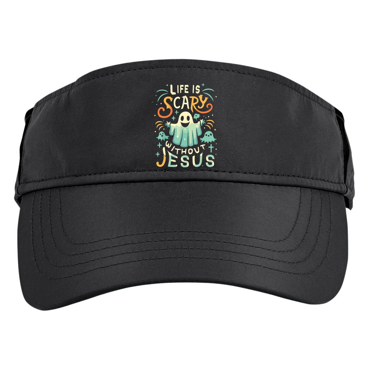 Life Is Scary Without Jesus Christian Halloween Funny Adult Drive Performance Visor