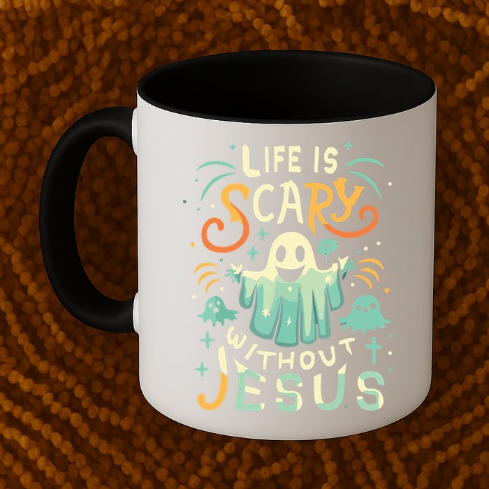 Life Is Scary Without Jesus Christian Halloween Funny Mug