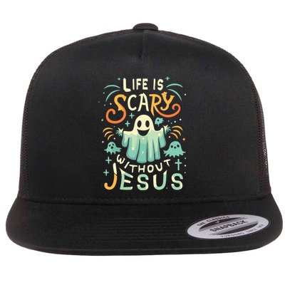 Life Is Scary Without Jesus Christian Halloween Funny Flatbill Hat
