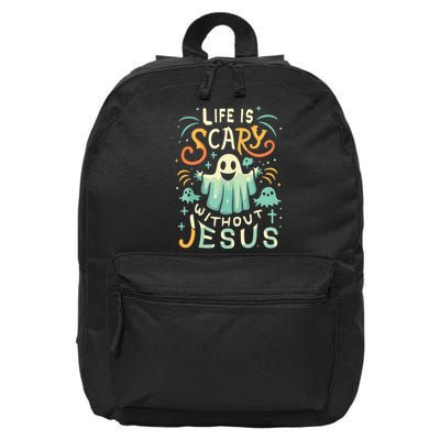 Life Is Scary Without Jesus Christian Halloween Funny 16 in Basic Backpack