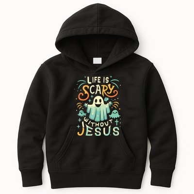 Life Is Scary Without Jesus Christian Halloween Funny Kids Hoodie