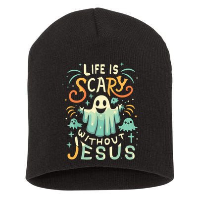 Life Is Scary Without Jesus Christian Halloween Funny Short Acrylic Beanie