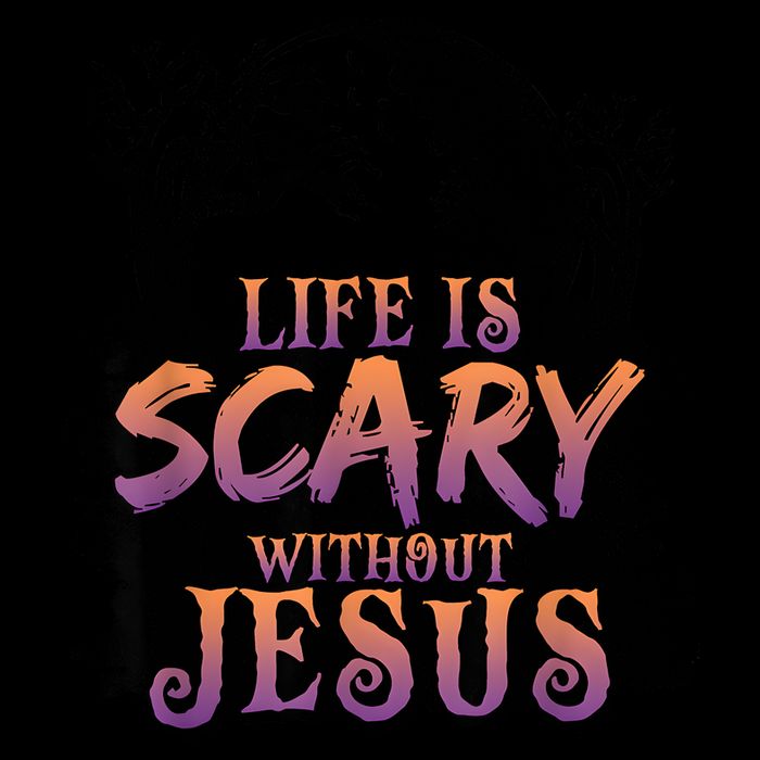 Life Is Scary Without Jesus Funny Halloween Christian Drawstring Bag