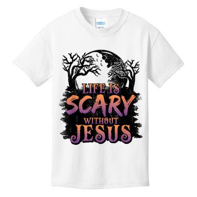 Life Is Scary Without Jesus Funny Halloween Christian Kids T-Shirt