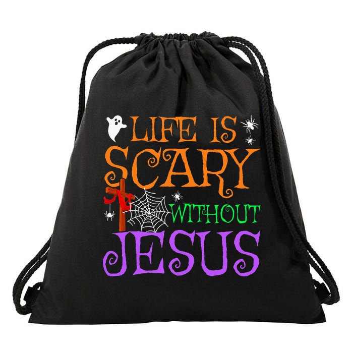 Life Is Scary Without Jesus Drawstring Bag